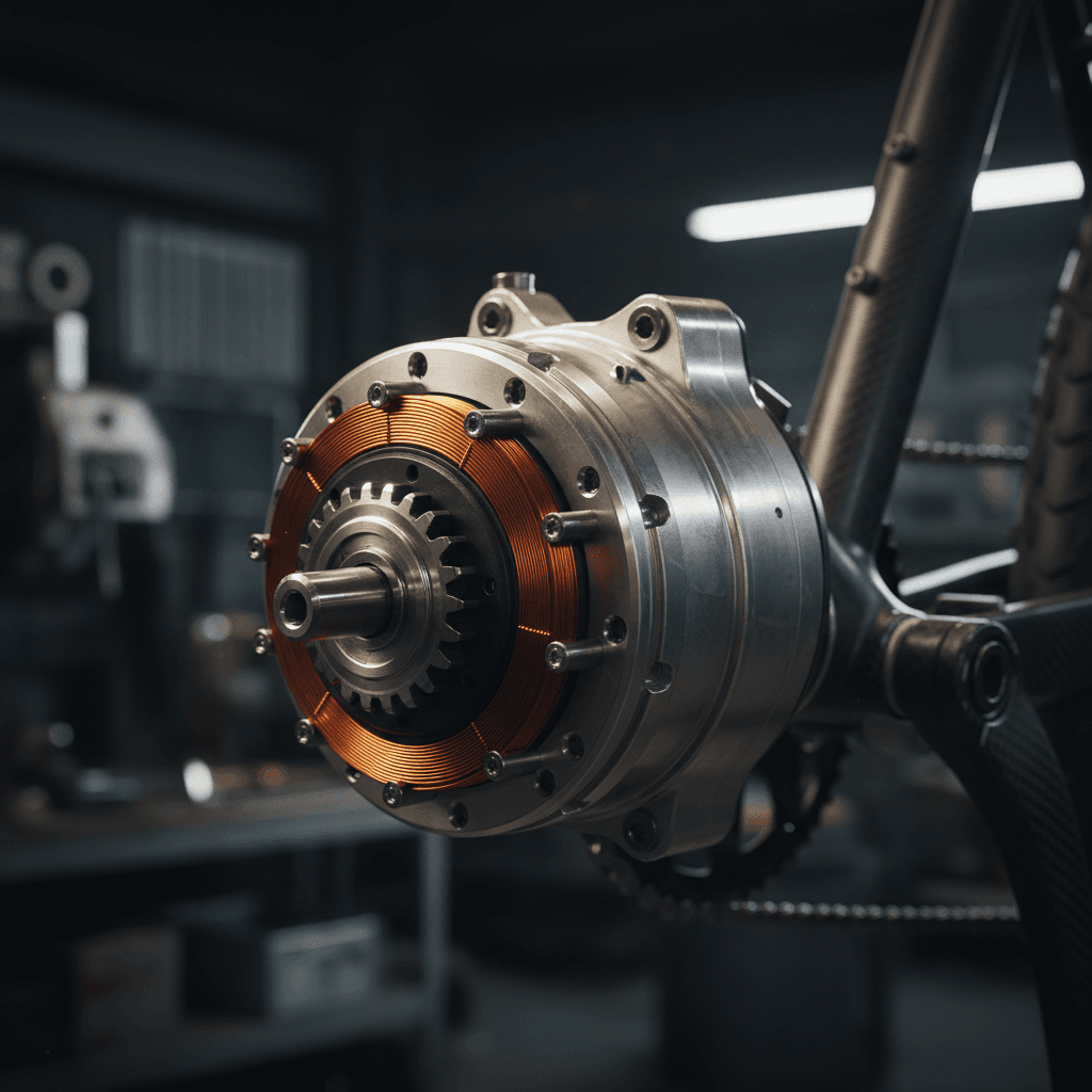 Motor eléctrico de alto rendimiento instalado en bicicleta de conversión