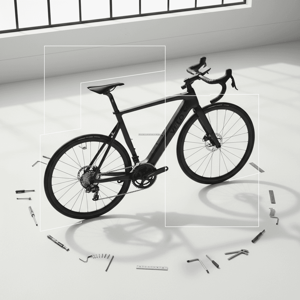 Bicicleta de ruta convertida a eléctrica vista superior