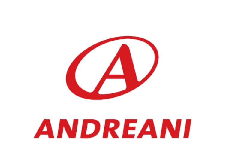 Logotipo rojo de Andreani con una letra A estilizada dentro de un óvalo inclinado.